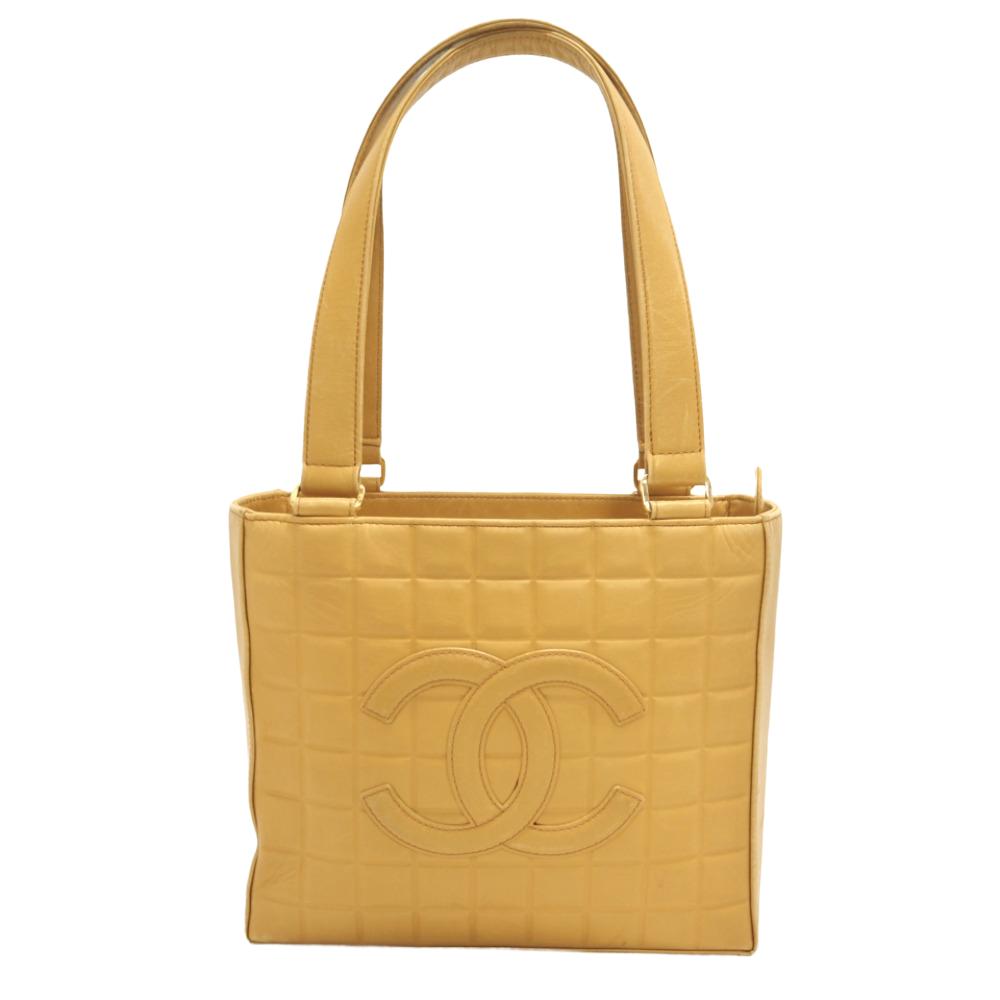 CHANEL Handbag lambskin beige COCO Mark Chocolate bar Women  