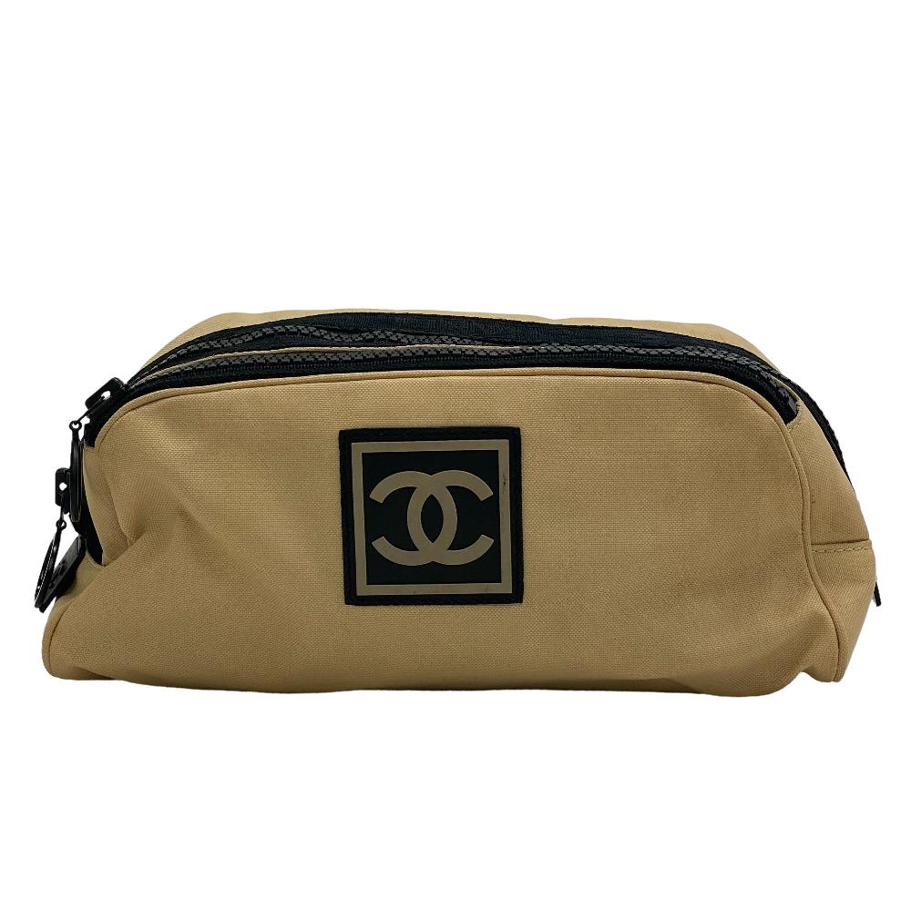 Chanel Nylon COCO Mark Sport Beige Clutch Bag
