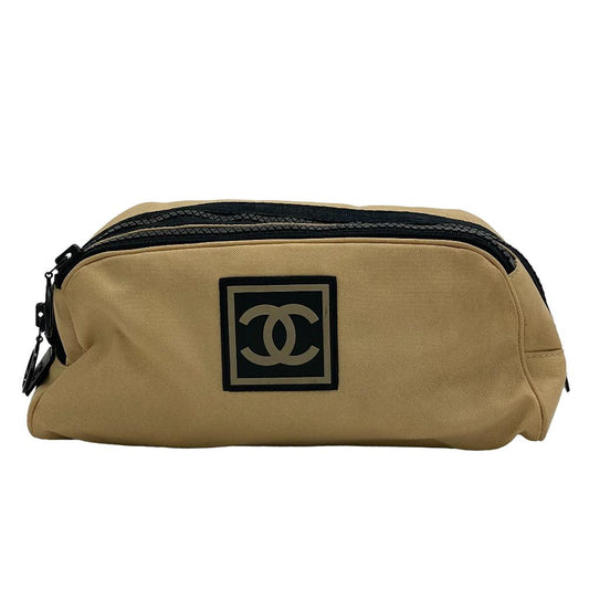 Chanel Nylon COCO Mark Sport Beige Clutch Bag