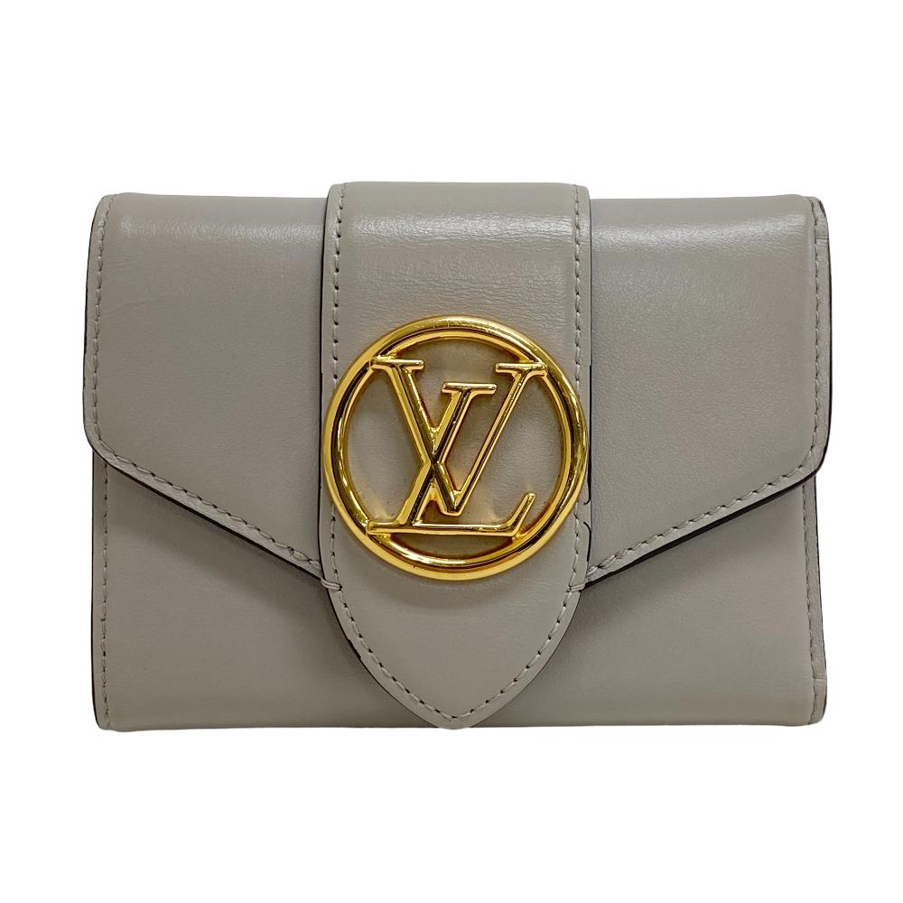 Louis Vuitton Tri-fold M80475 Portefeuille Ponneuf Leather Gray Wallet Case