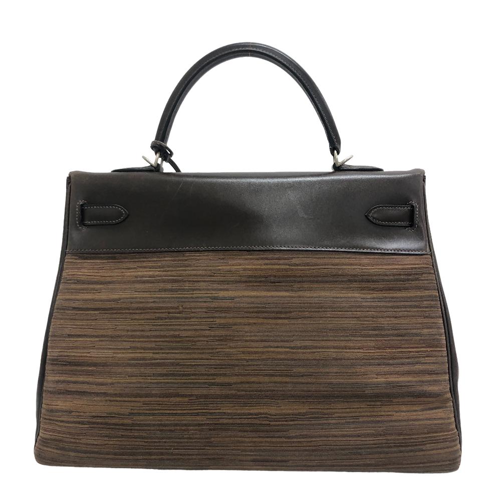 Hermes Handbag Vibrato Kelly Women Leather Brown Travel Bag
