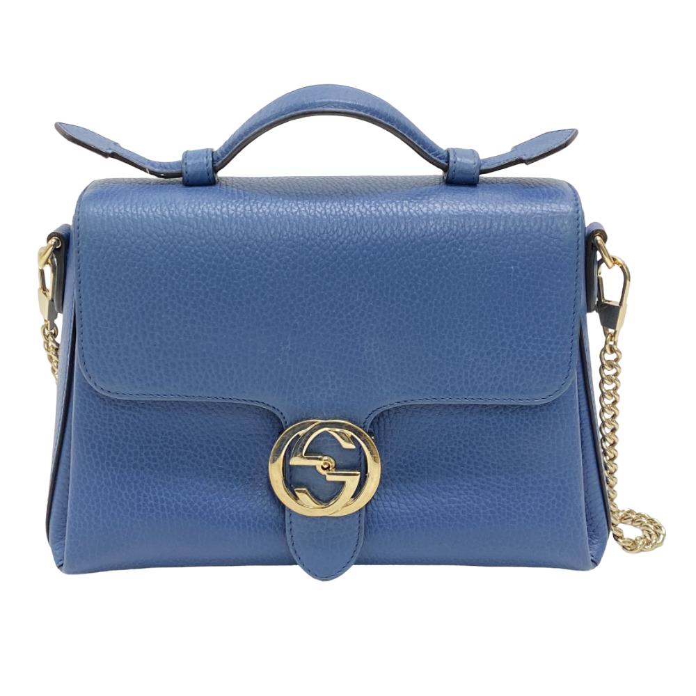 Gucci 2WAY Leather Blue Shoulder Bag