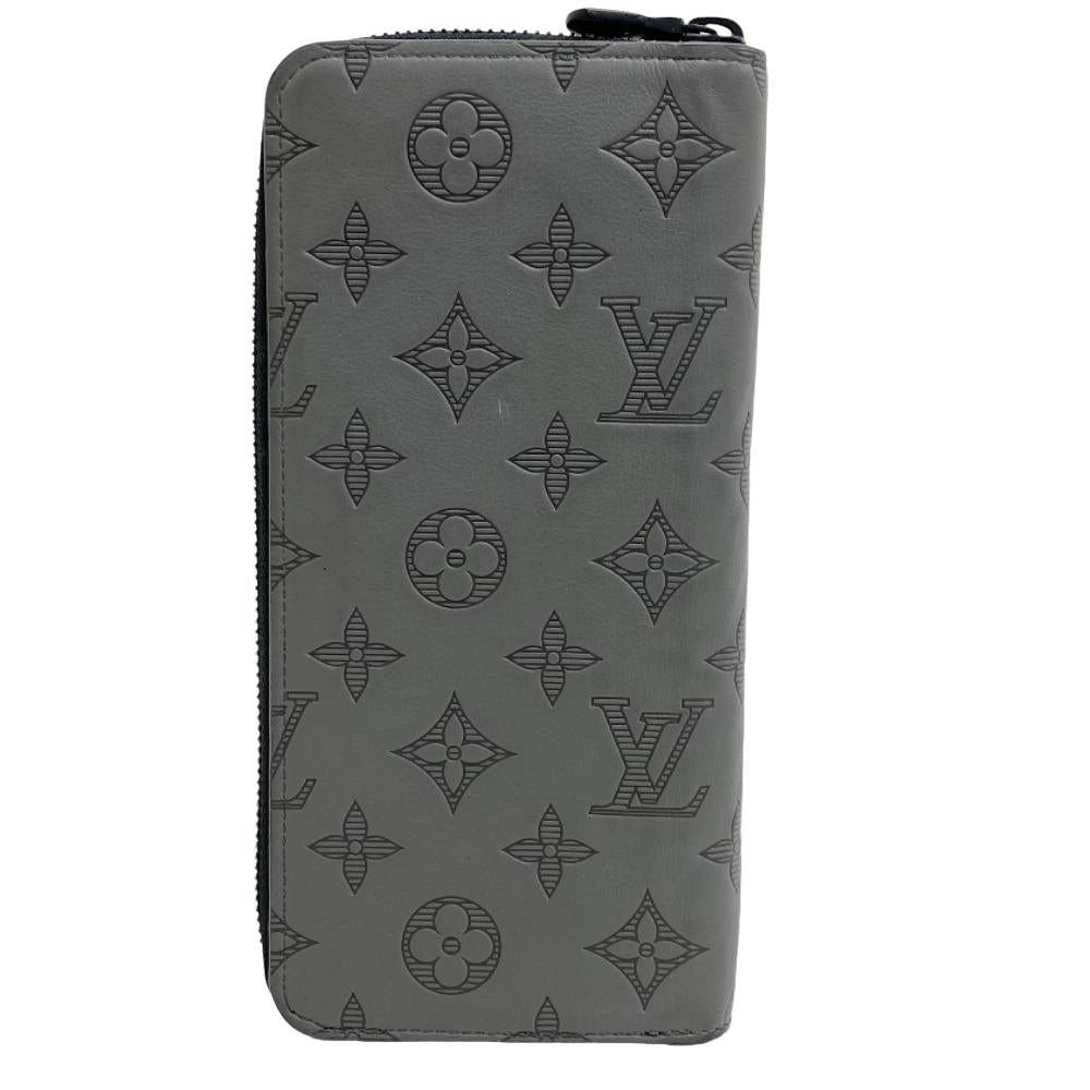 Louis Vuitton Long Purse M81384 shadow Vertical Monogram Leather Gray Wallet Case