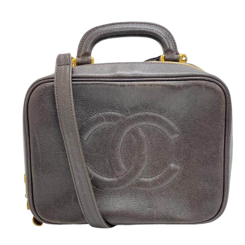 Chanel 2way Caviar skin COCO Mark Brown Leather Shoulder Bag