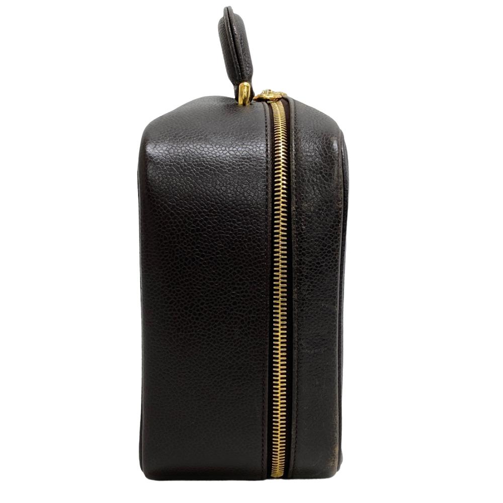 Chanel 2way Caviar skin COCO Mark Brown Leather Shoulder Bag