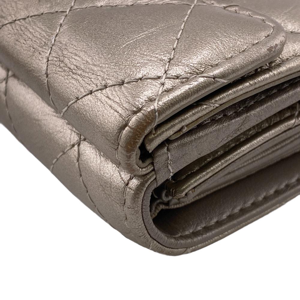 CHANEL Tri-fold wallet leather gold Compact wallet