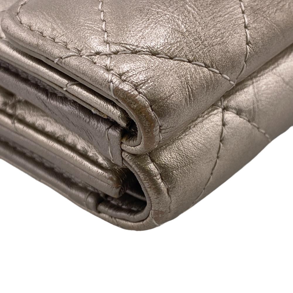 CHANEL Tri-fold wallet leather gold Compact wallet