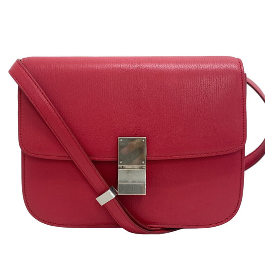 Shoulder Bag Classic Box Women Leather Pink