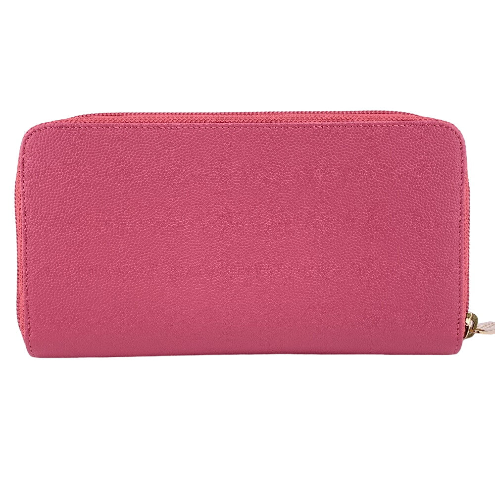 CHANEL Long Wallet Purse Caviar skin pink Round zip wallet COCO Mark Women