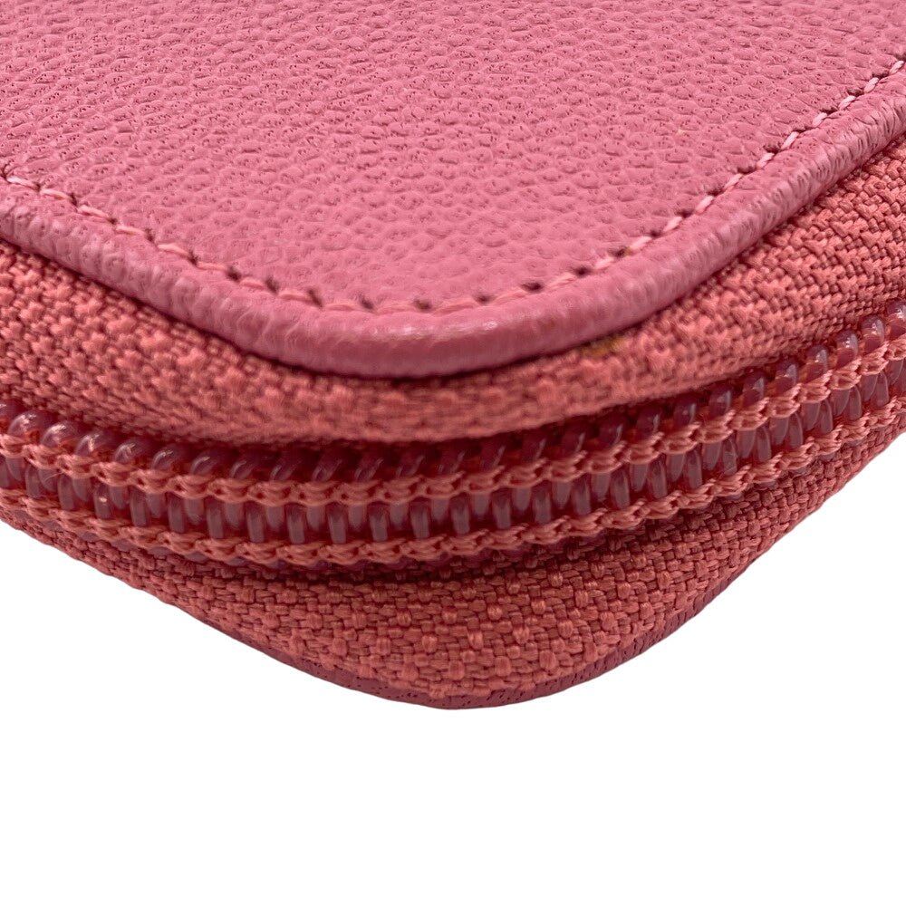 CHANEL Long Wallet Purse Caviar skin pink Round zip wallet COCO Mark Women