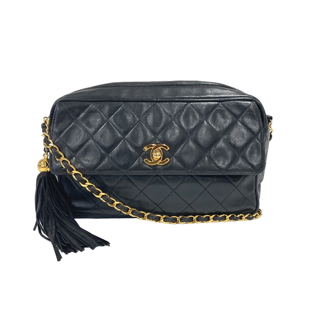 Chanel lambskin Turn COCO Mark Fringe Matrasse Black Lock Jewelry