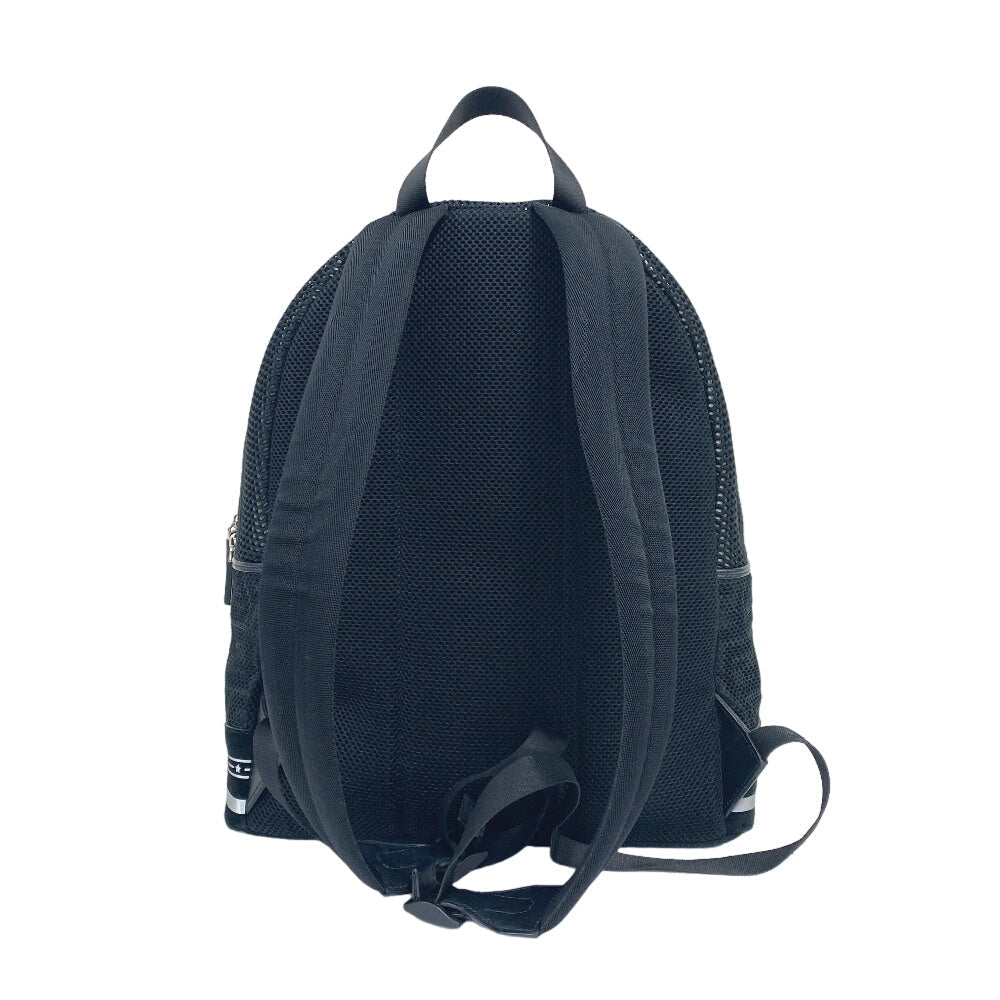 Fendi Backpack 7Vz042 Polyester Mesh Zucca Mens Unisex Leather Black