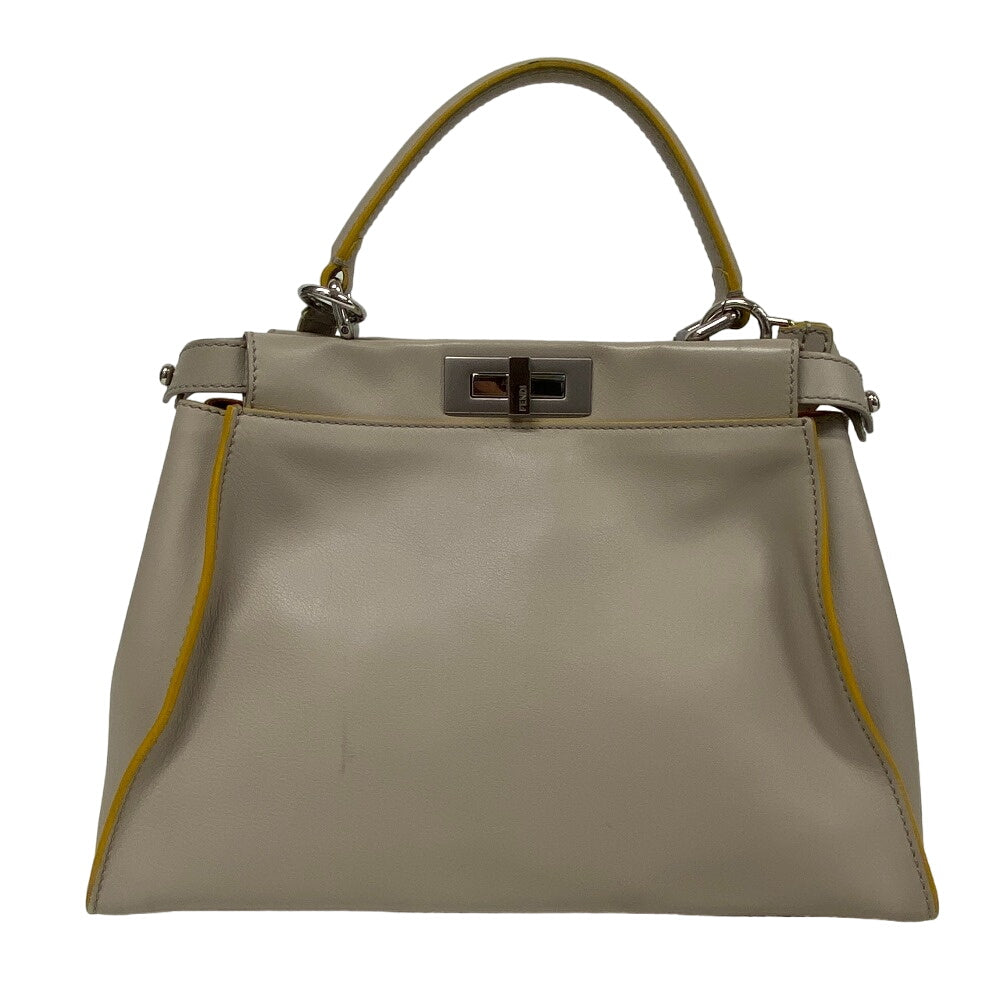 Fendi Handbag 8Bn290 Peekaboo Women Leather Gray Travel Bag