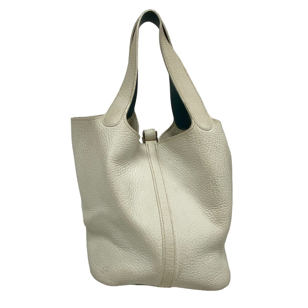 Hermes Handbag Taurillon Clemence Picotin Eclat White Travel Bag