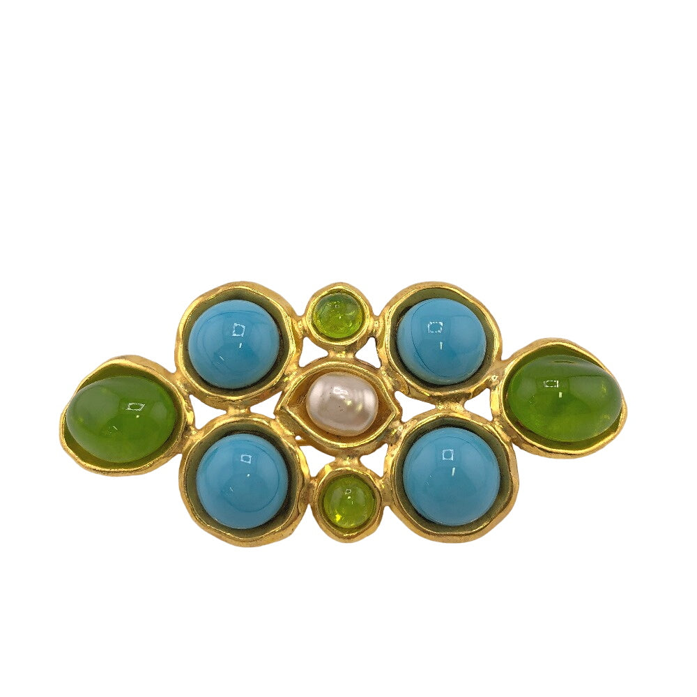 CHANEL Brooch Gold Plated, Faux Pearl, Color Stone multicolor 93P Gripoa Women New