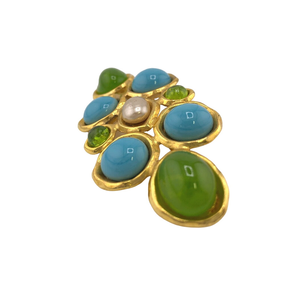 CHANEL Brooch Gold Plated, Faux Pearl, Color Stone multicolor 93P Gripoa Women New