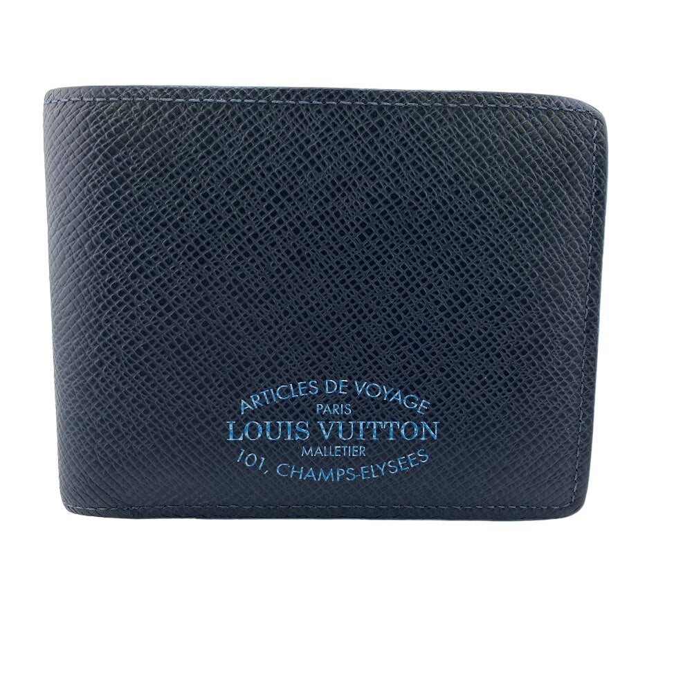 Louis Vuitton Bill Compartment M30381 Taiga Portefeuille Leather Navy Handbag