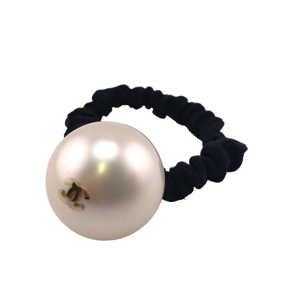 Chanel hair Plated Fake pearl COCO Mark Black Gold Handbag