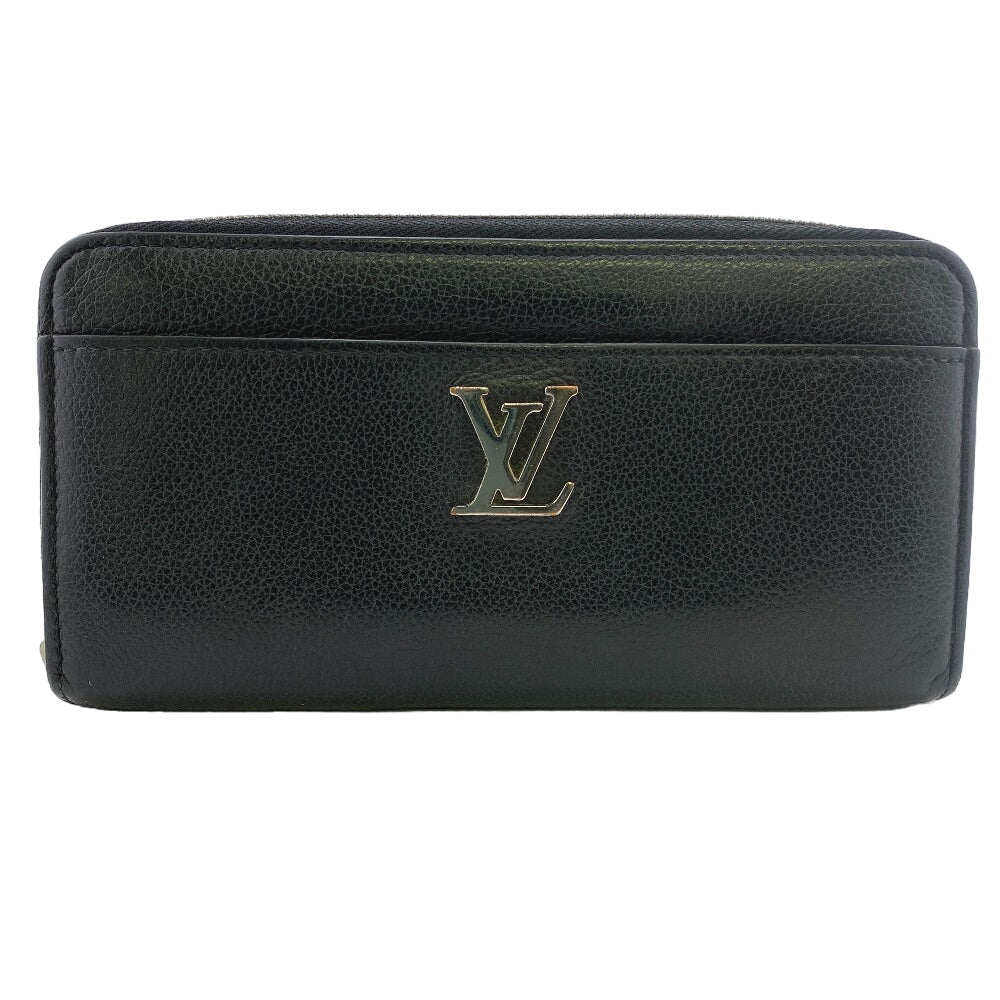 Louis Vuitton Long Purse M62622 Zip Around Leather Black Logo Wallet Case