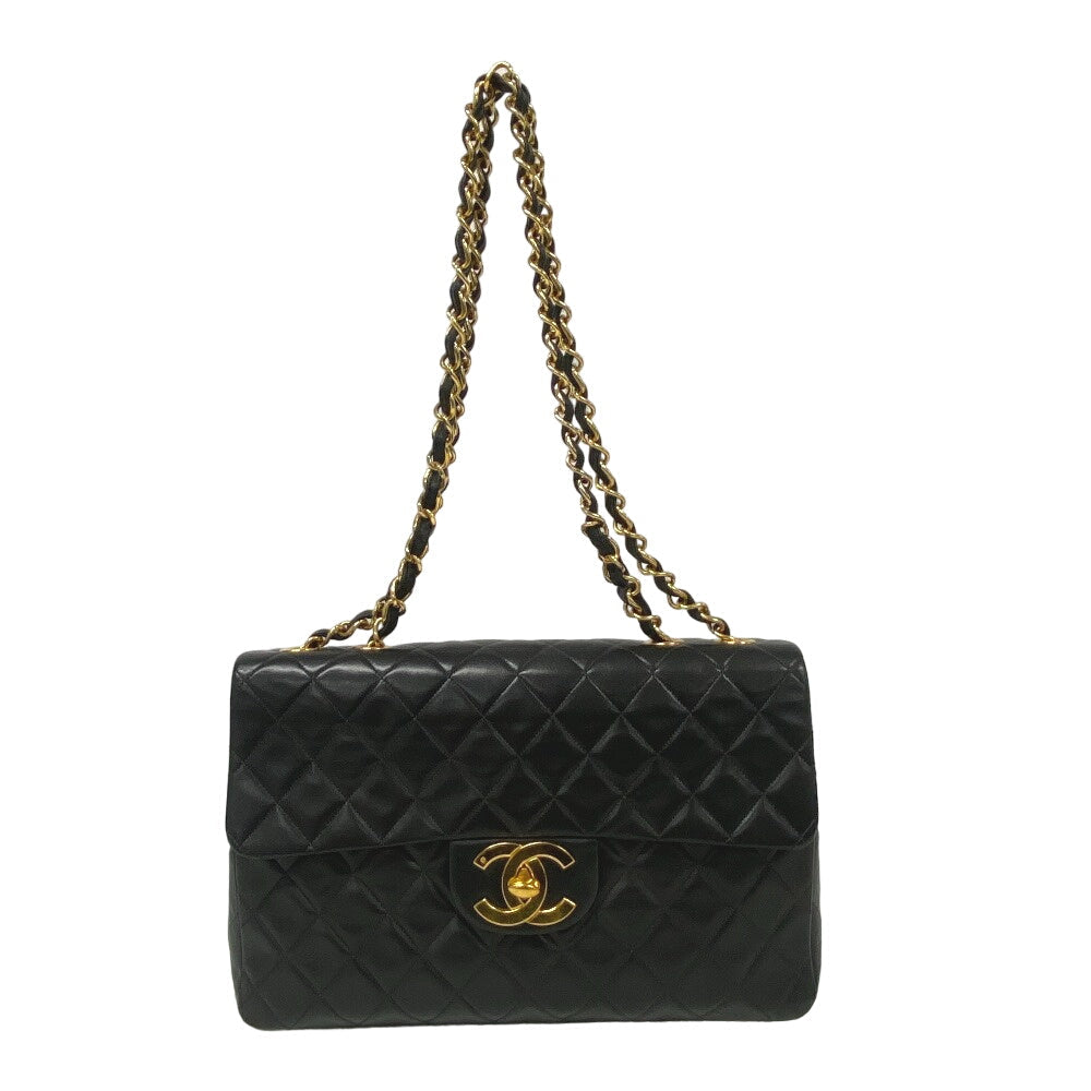 Chanel lambskin Single flap Double COCO Mark Black Shoulder Bag