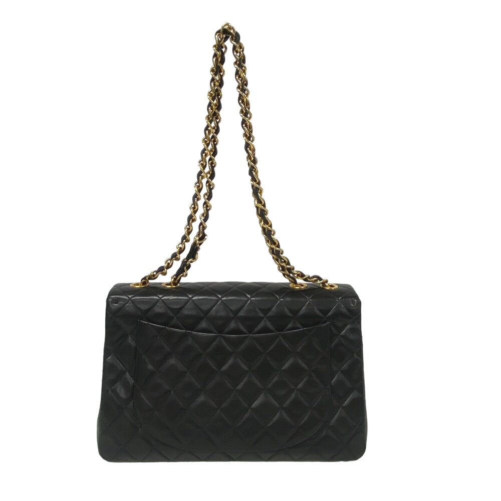 Chanel lambskin Single flap Double COCO Mark Black Shoulder Bag
