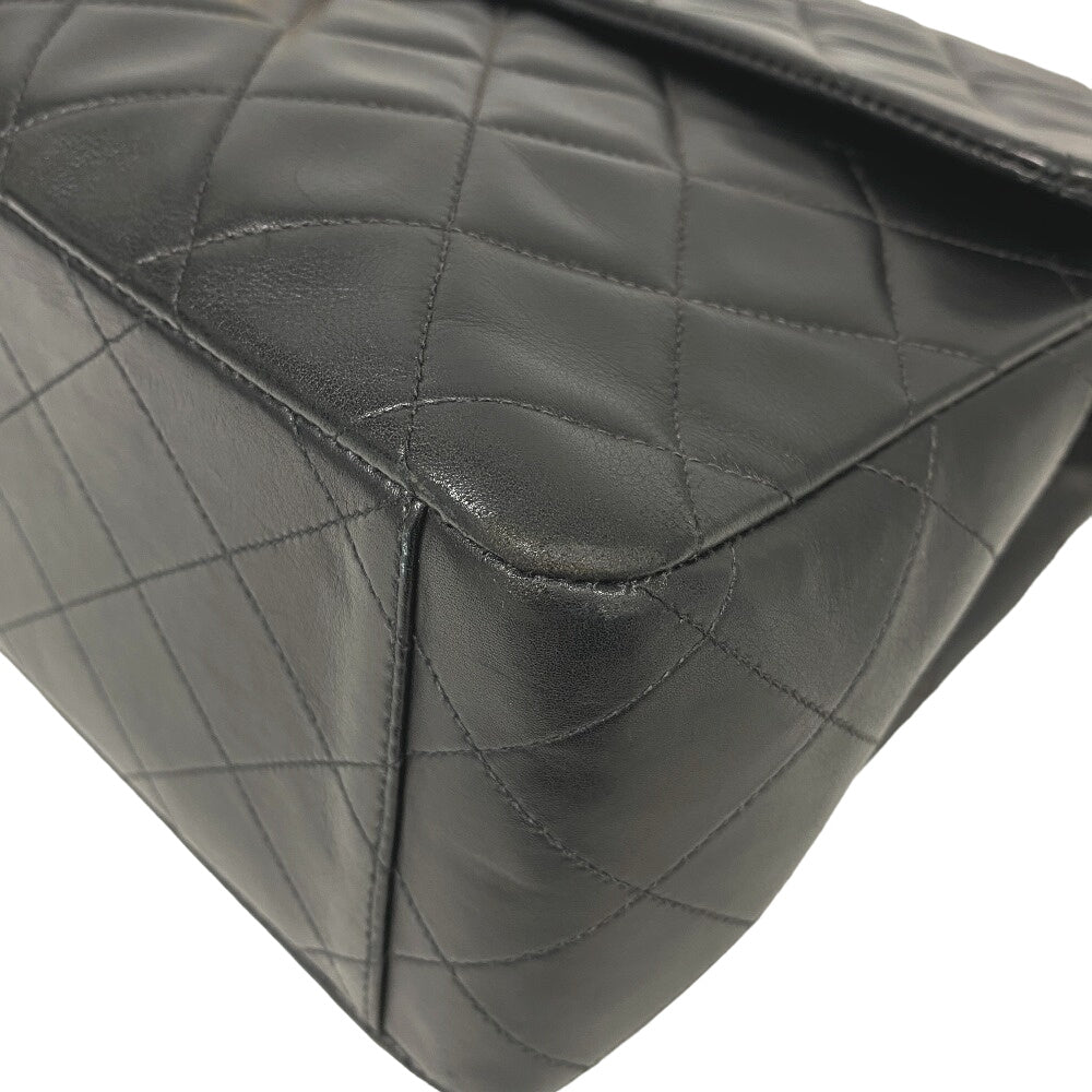 Chanel lambskin Single flap Double COCO Mark Black Shoulder Bag
