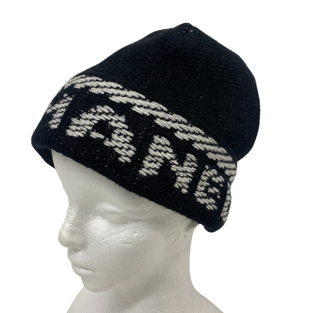 Chanel Knit cap cashmere 22K logo Black Hat