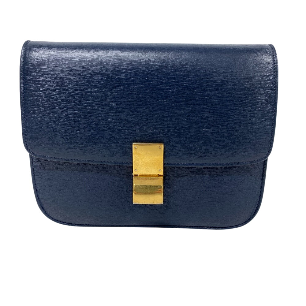 Shoulder Bag Navy Classic Box Women Leather Medium