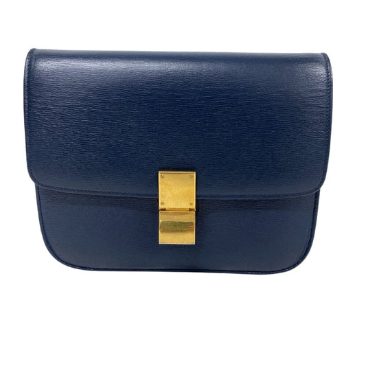 Shoulder Bag Navy Classic Box Women Leather Medium
