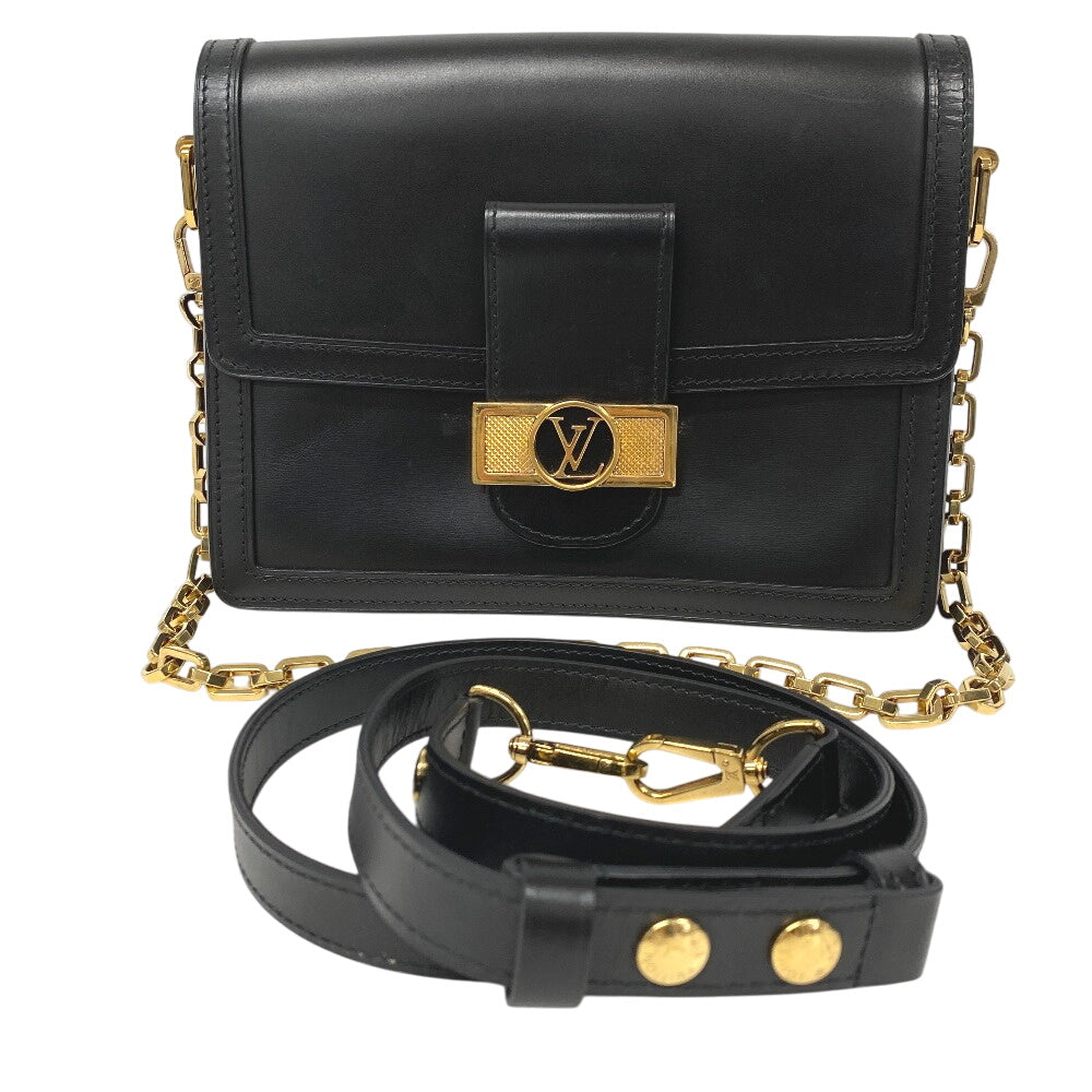 Louis Vuitton M55821 Lock Dauphine MM Leather Black Shoulder Bag