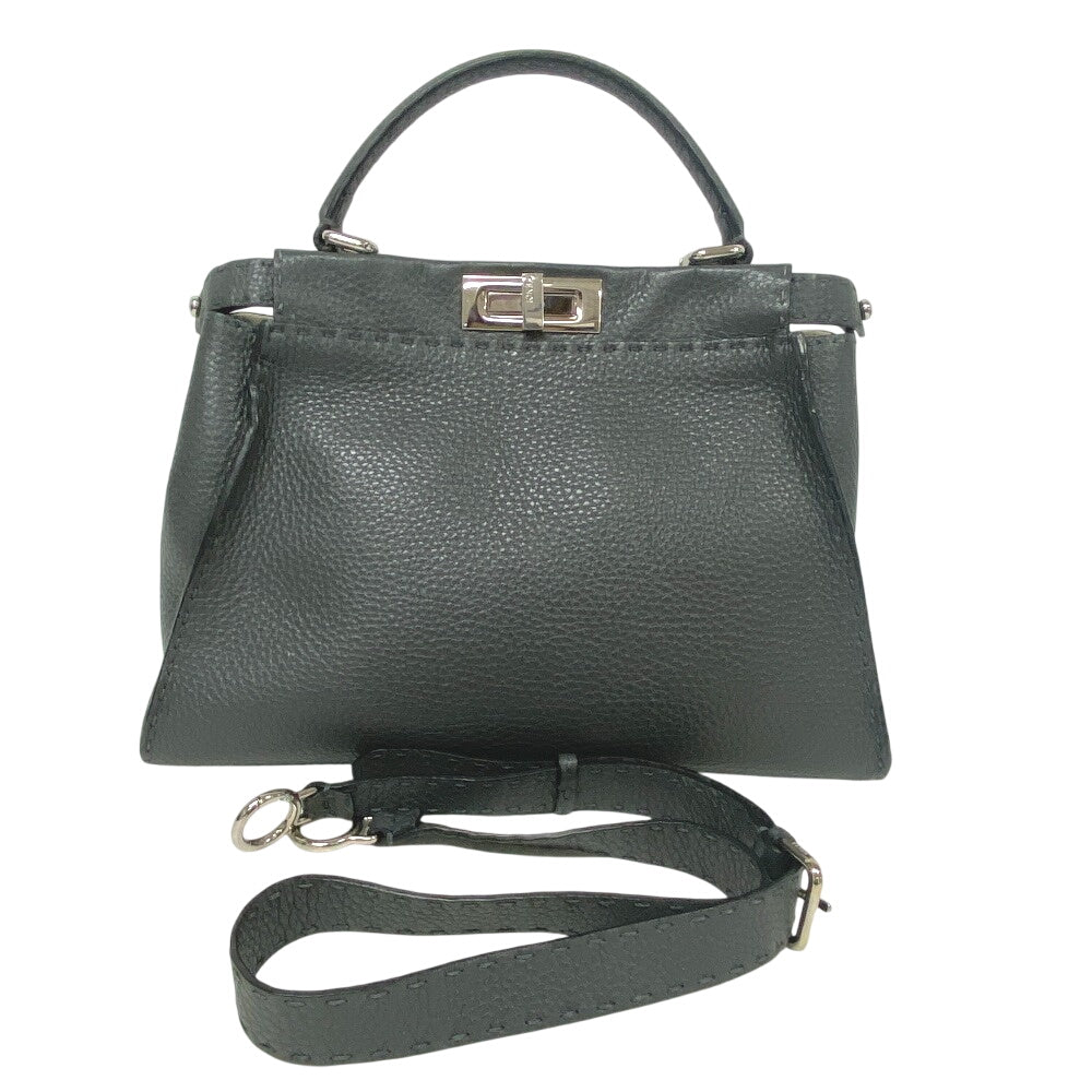 Fendi Handbag 2Way Shoulder Bag Celeria Peek Boo Regular Leather Gray