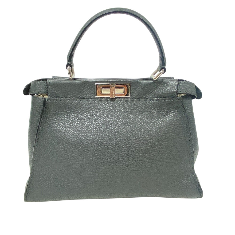 Fendi Handbag 2Way Shoulder Bag Celeria Peek Boo Regular Leather Gray