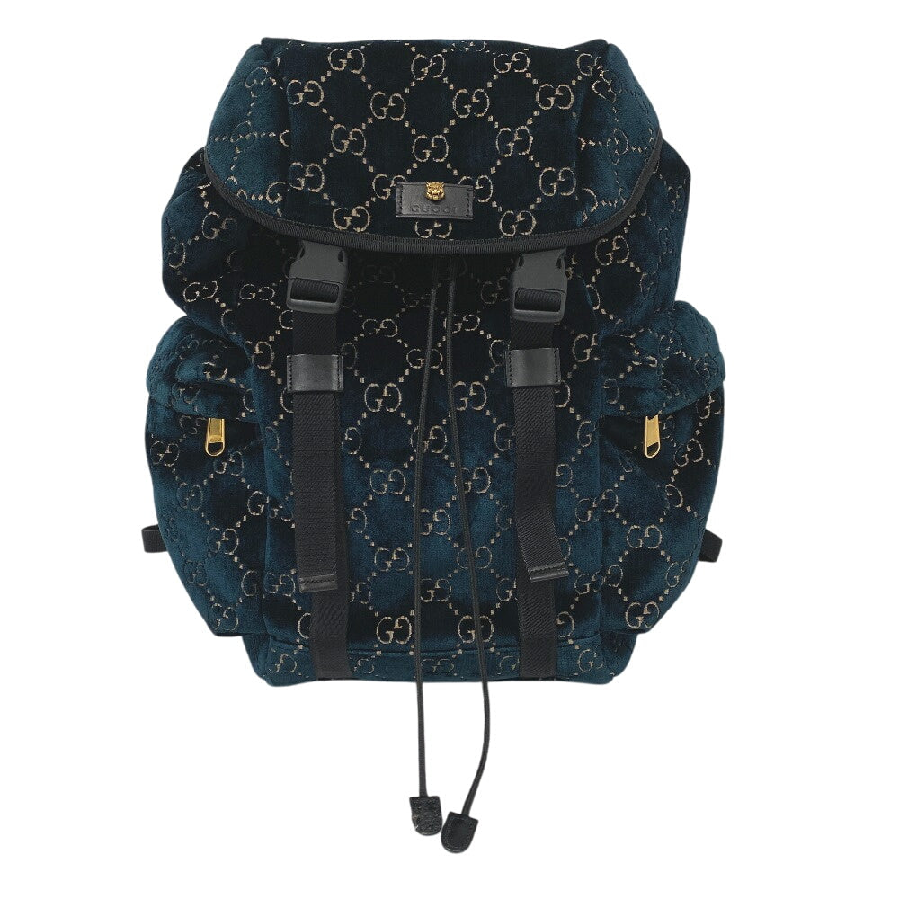 Gucci Backpack , GG velvet unisex Leather Nylon Green