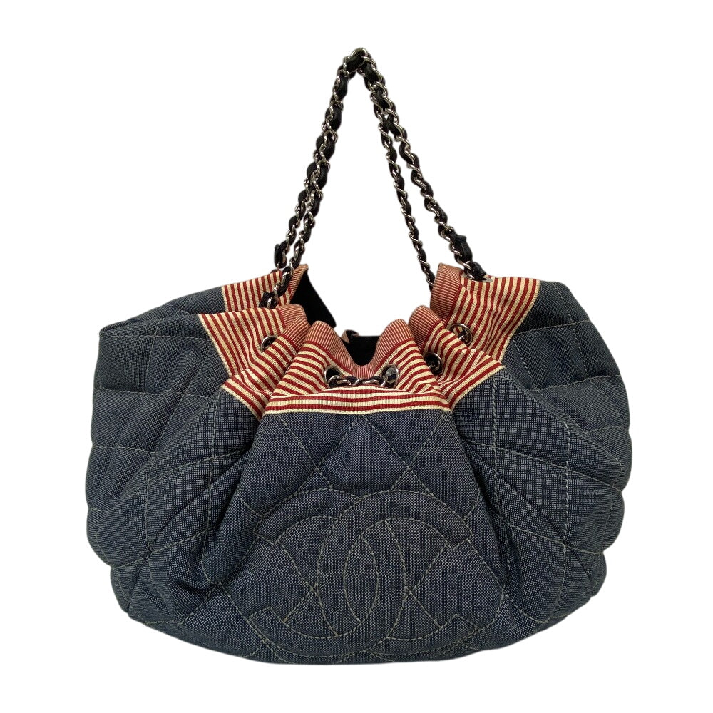 Chanel Coco Cabas Blue Canvas Shoulder Bag