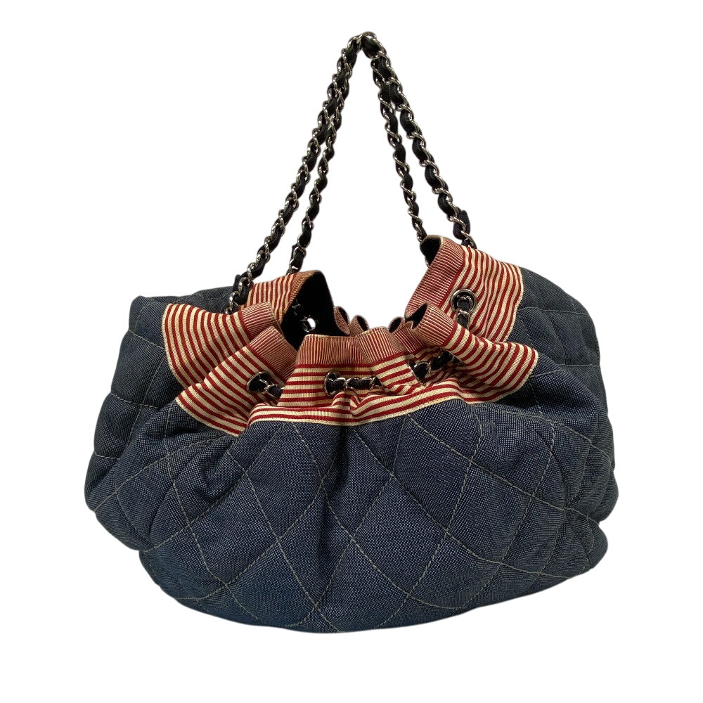 Chanel Coco Cabas Blue Canvas Shoulder Bag