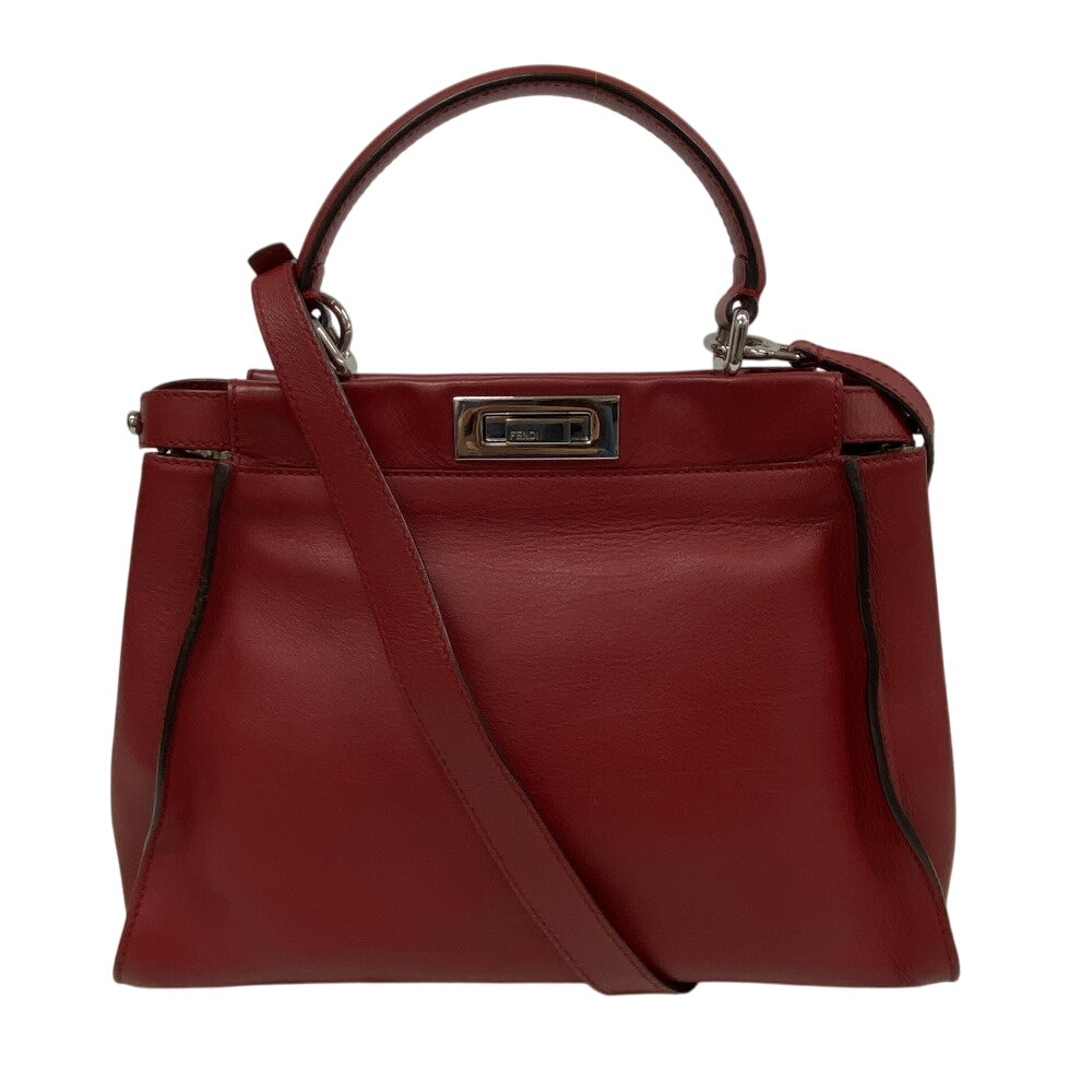 Fendi Handbag 8Bn290 2Way Shoulder Bag Peek Boo Regular Leather Red