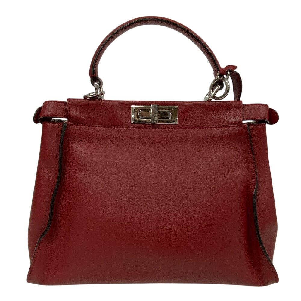 Fendi Handbag 8Bn290 2Way Shoulder Bag Peek Boo Regular Leather Red