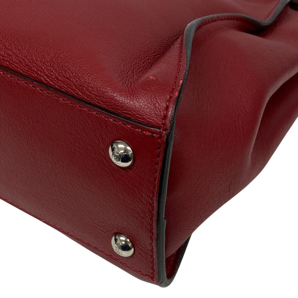 Fendi Handbag 8Bn290 2Way Shoulder Bag Peek Boo Regular Leather Red
