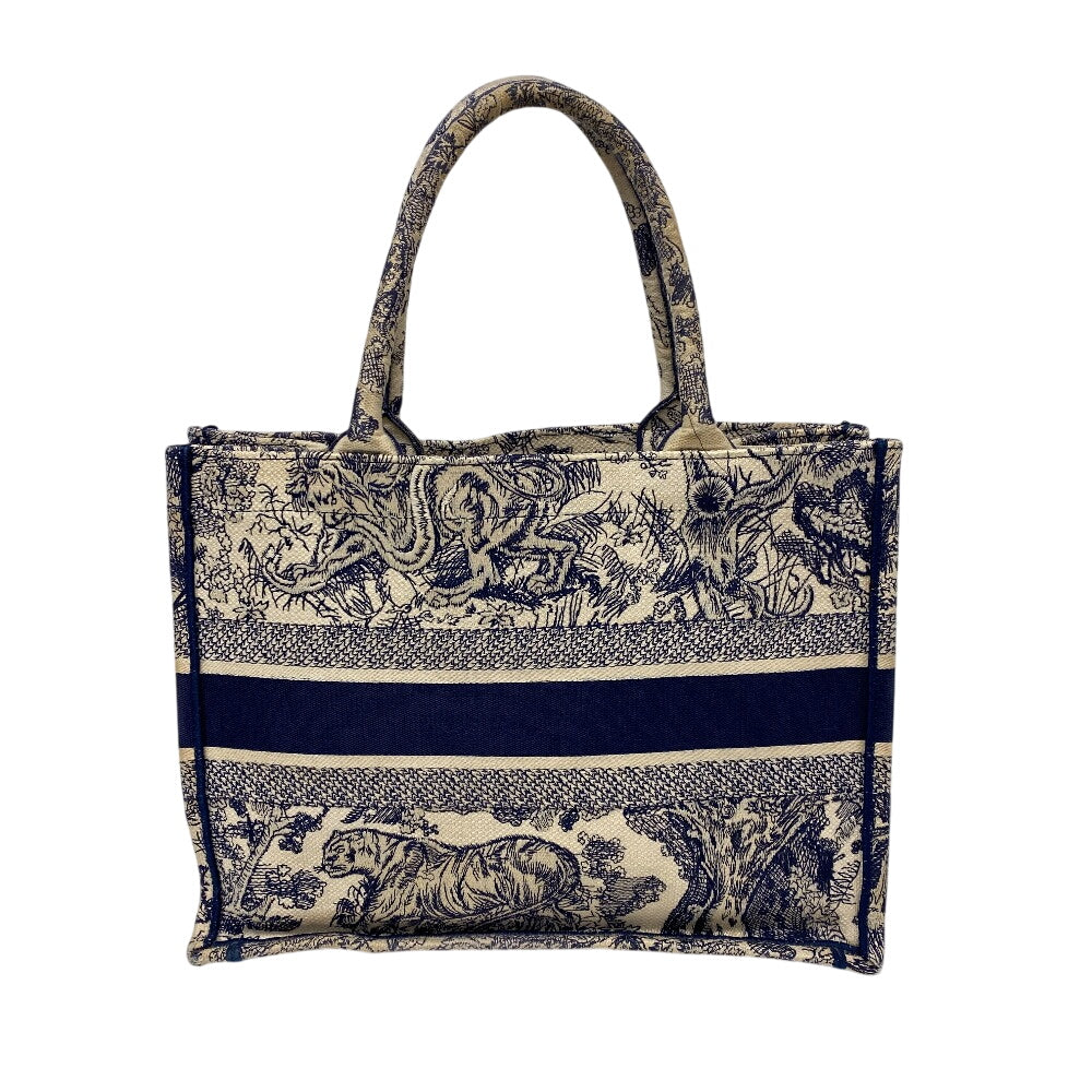 Dior Christian Tote Bag Toile De Jouy Embroidered Canvas White
