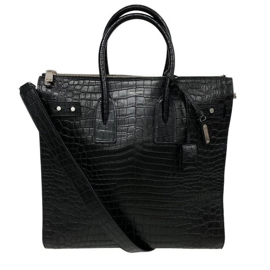 YSL Saint Laurent Yves Shoulder Bag 2Way Handbag Embossing Sac De Leather Black