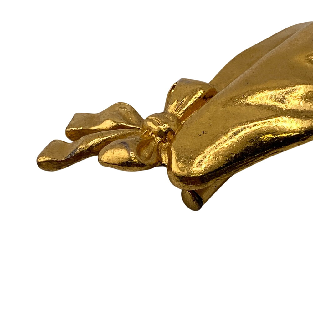 Chanel Brooch Plated Beret Ribbon Gold Handbag