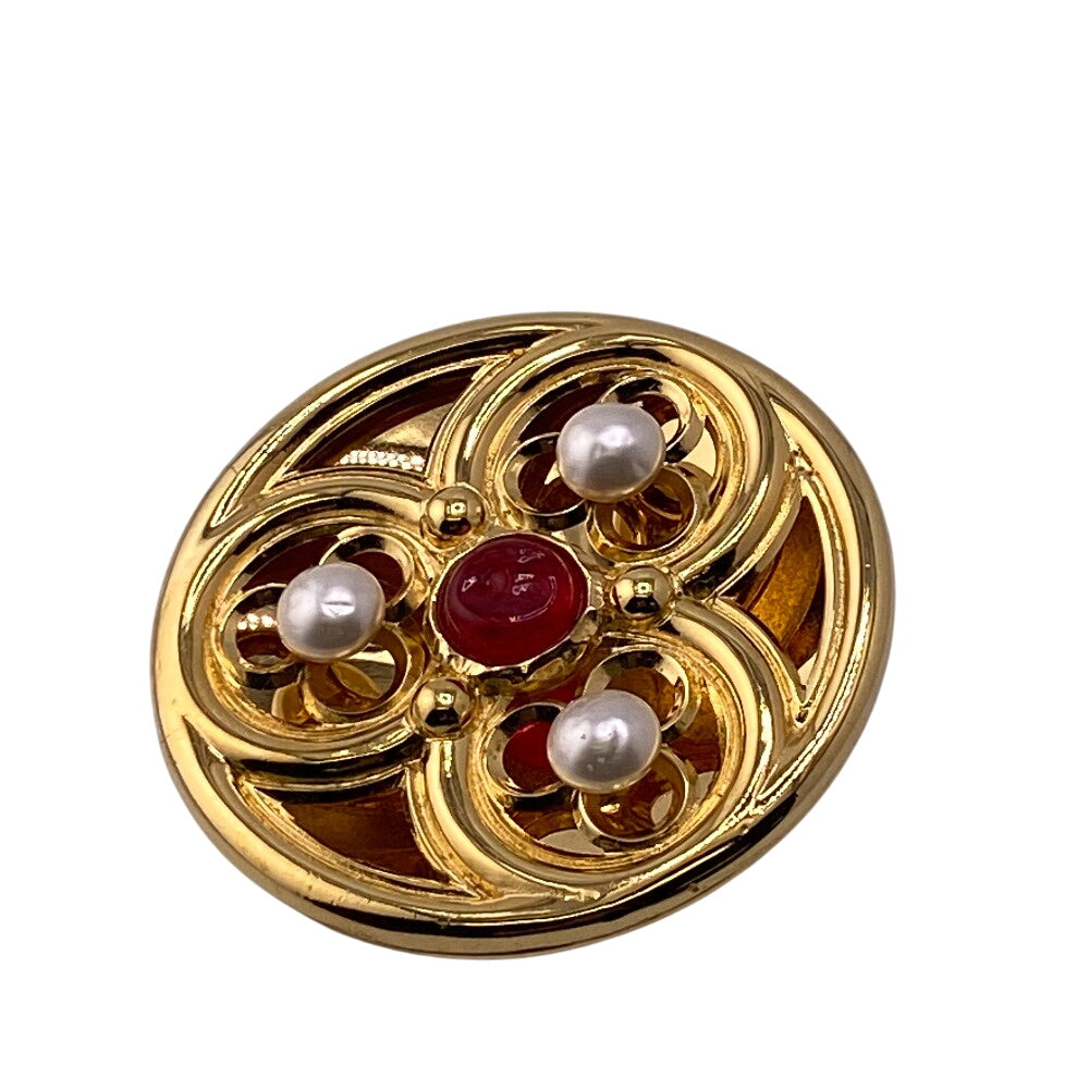 Chanel Brooch Plated Faux Pearl Gold Handbag