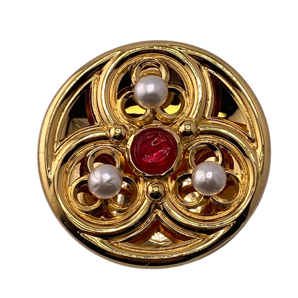 Chanel Brooch Plated Faux Pearl Gold Handbag