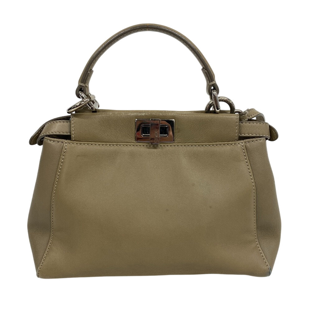 Fendi Shoulder Bag 8Bn244 Pea Kaboo Lambskin Beige Mini