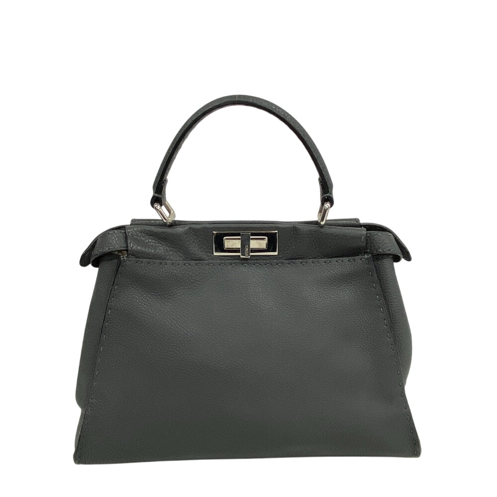 Fendi Handbag 8Bn226 Calfskin Peekaboo Gray Travel Bag