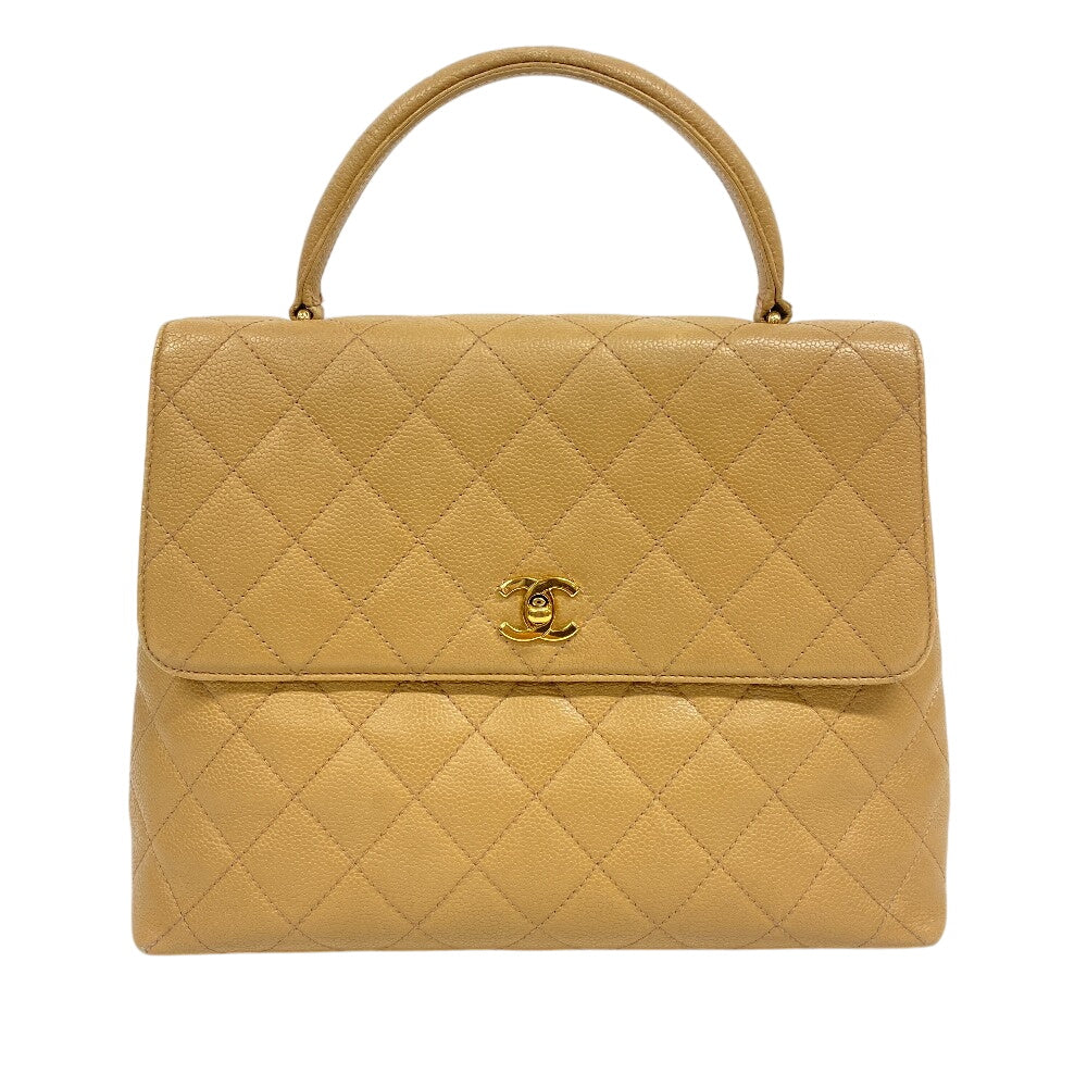 Chanel Caviar skin Matrasse COCO Mark Beige Handbag