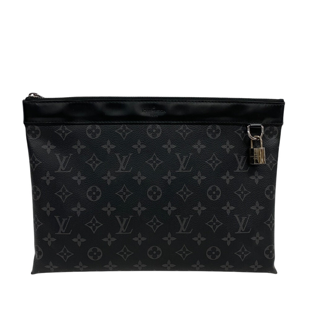 Louis Vuitton Pochette M62291 Eclipse Discovery Monogram Leather Black Clutch Bag