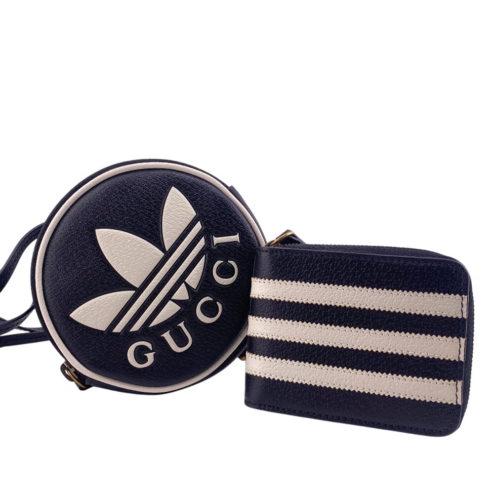 Gucci Coin Trefoil Pouch Leather Black Shoulder Bag