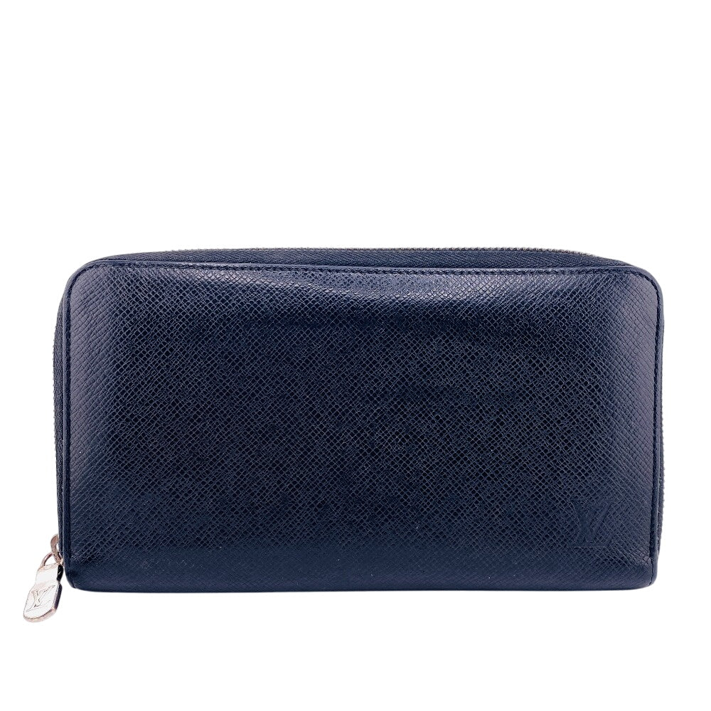 Louis Vuitton Long Purse M30056 Taiga Zippy Leather Black Wallet Case Z0009726