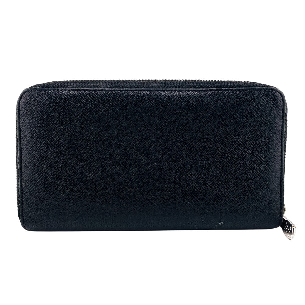 Louis Vuitton Long Purse M30056 Taiga Zippy Leather Black Wallet Case Z0009726
